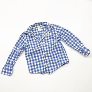 Carter's toddler boys blue/white plaid print long sleeve button down shirt